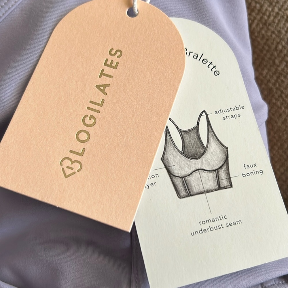Blogilates Corset Crop Bralette Evening Gaze (light lavender) Size XS NWT - Picture 7 of 8